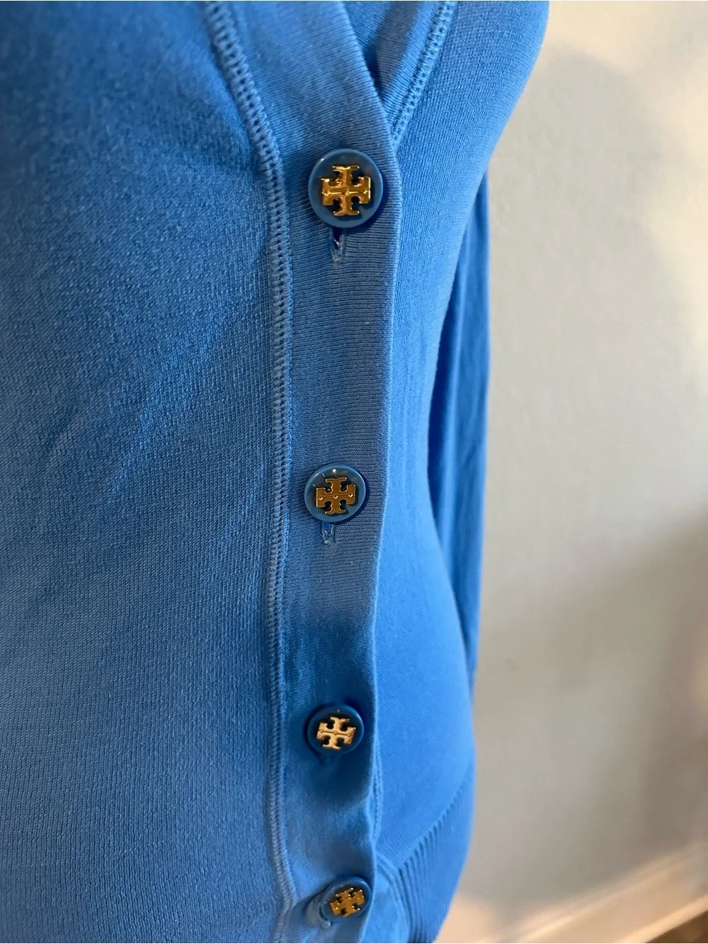 Tory Burch “Simone “Light Blue V-Neck Button Front
